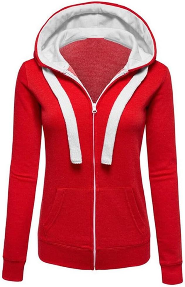 TIMEMEANS Womens Warm Hoodies Hoody Sweatershirt Hooded Jumper Pullover Coat Zip Jacket