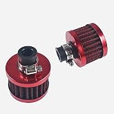 HXGXKBQ 2PCS 12mm Air Filter Mini Universal for Car Motorcycle Red | Cone Shape, Breather/Crankcase Vent Use, Easy Install, Reusable, Protects From Dust, Replaces Stock Filters