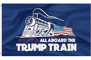 KAIYUAN DYNASTY Trump Flag Train Donald Trump Flags Support for President 2024 Banner All Aboard The Trump Train 3 x 5 Feet with Two Brass Grommets