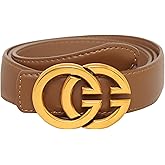 Aurolran Women's Fashion Classic Metal Buckle Leather Belt with Jeans Dress