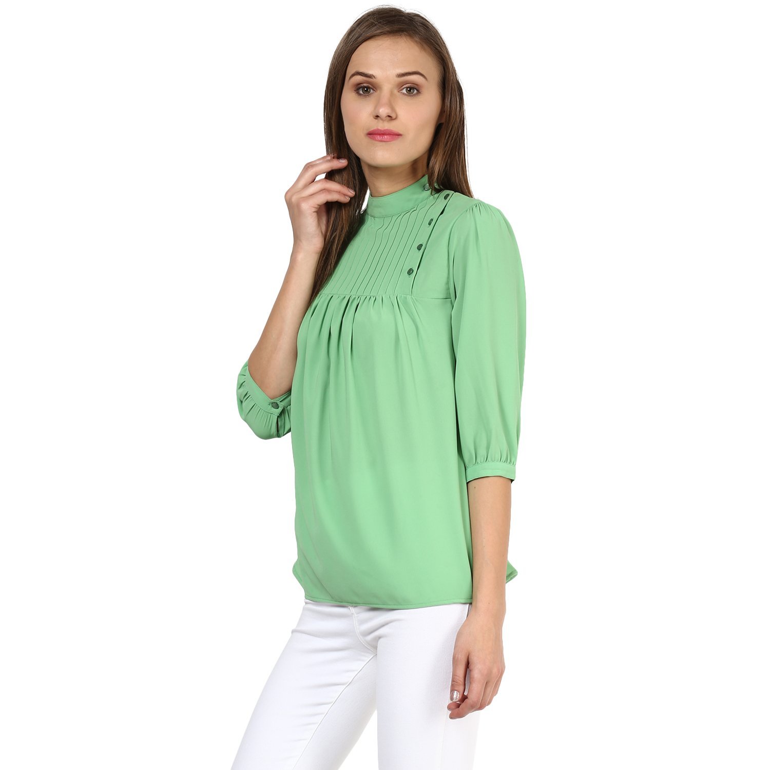 rare women green georgette top (ep1212a)