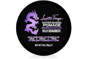 Billy Jealousy Lunatic Fringe Water-Based Pomade for Men, Strong Hold, High Shine, Water Soluble and Vegan Hair Product Ideal for Medium to Long Thick Mane, 3 oz