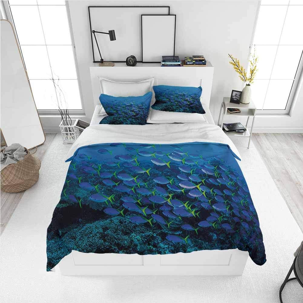 Fish Twin Size Sheet Set3 Piece Set, 100 Washed