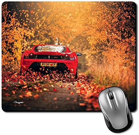 Crazyink Red Sports Car Back Premium Printed Designer Mouse Pad | 22Cm By 18 Cm | Gaming Mouse Pad | Hd Printing | Ultimate Grip | Waterproof Coating | Game Lovers | Perfect for Home & Office | Anti Skid| Slim Light Weight.