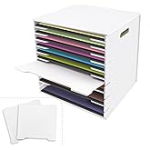SONGWAY 12x12 Paper Storage Organizer - 13 Tier Desk File Organizer with Adjustable Shelves, Letter Mail Tray, 12x12 Stackable Scrapbook Paper Storage Cube for Home Office Classroom