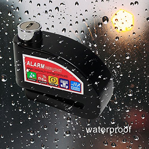 Wisamic Motorcycle Alarm Disc Lock - Motorbike Anti-theft Disc Brake Lock with 6mm Pin, 110dB Alarm Sound, 4ft Reminder Cable, Pouch Wheel Security Lock (Black)