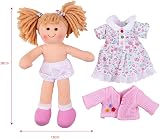 Bigjigs Toys Poppy Doll 28cm Soft Rag Doll White Floral Dress Pink Cardigan view 9