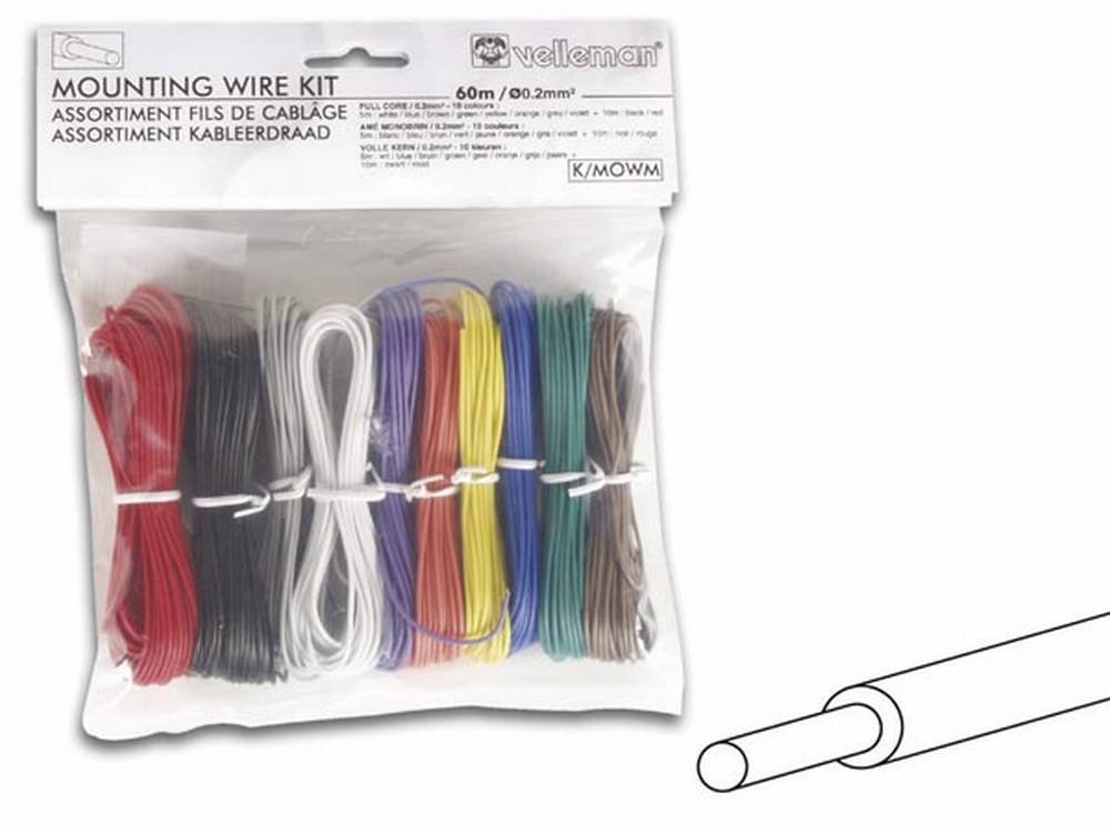Velleman K/MOWM Assorted Colour Full-Core Mounting Wire Kit, multicolored