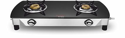 Preethi Blu Flame Streak Glass Top 2-Burner Gas Stove, Black