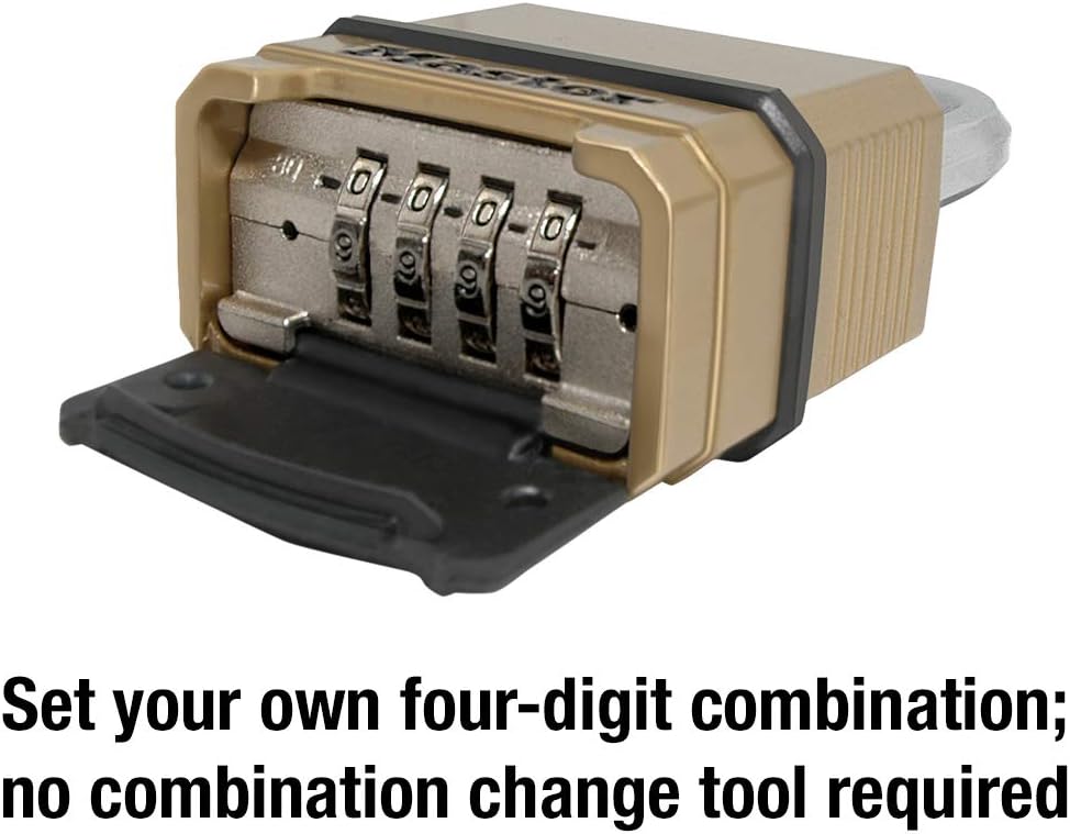 Master Lock M175XDLF Heavy Duty Outdoor Combination Lock, 1-1/2 in. Shackle, Brass Finish - Combination Padlocks - 