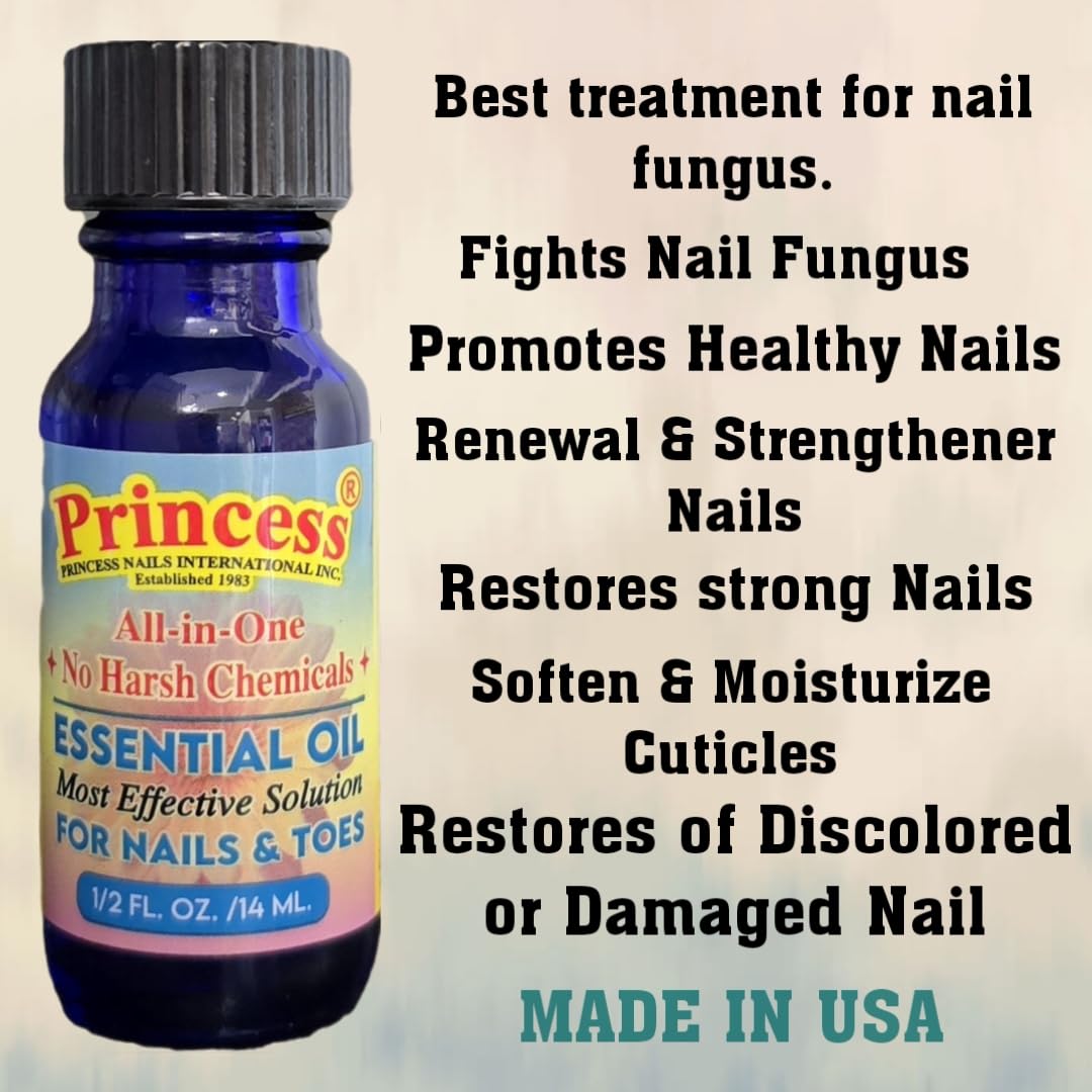 Princess Essential Oil Nail Fungus Treatment /100% Made in USA/Organic Natural Ingredients/Healthy Renewal/Restore Weak & Discolored/Moisturize Cuticles 1/2 FL.OZ 14 ML - Image 2