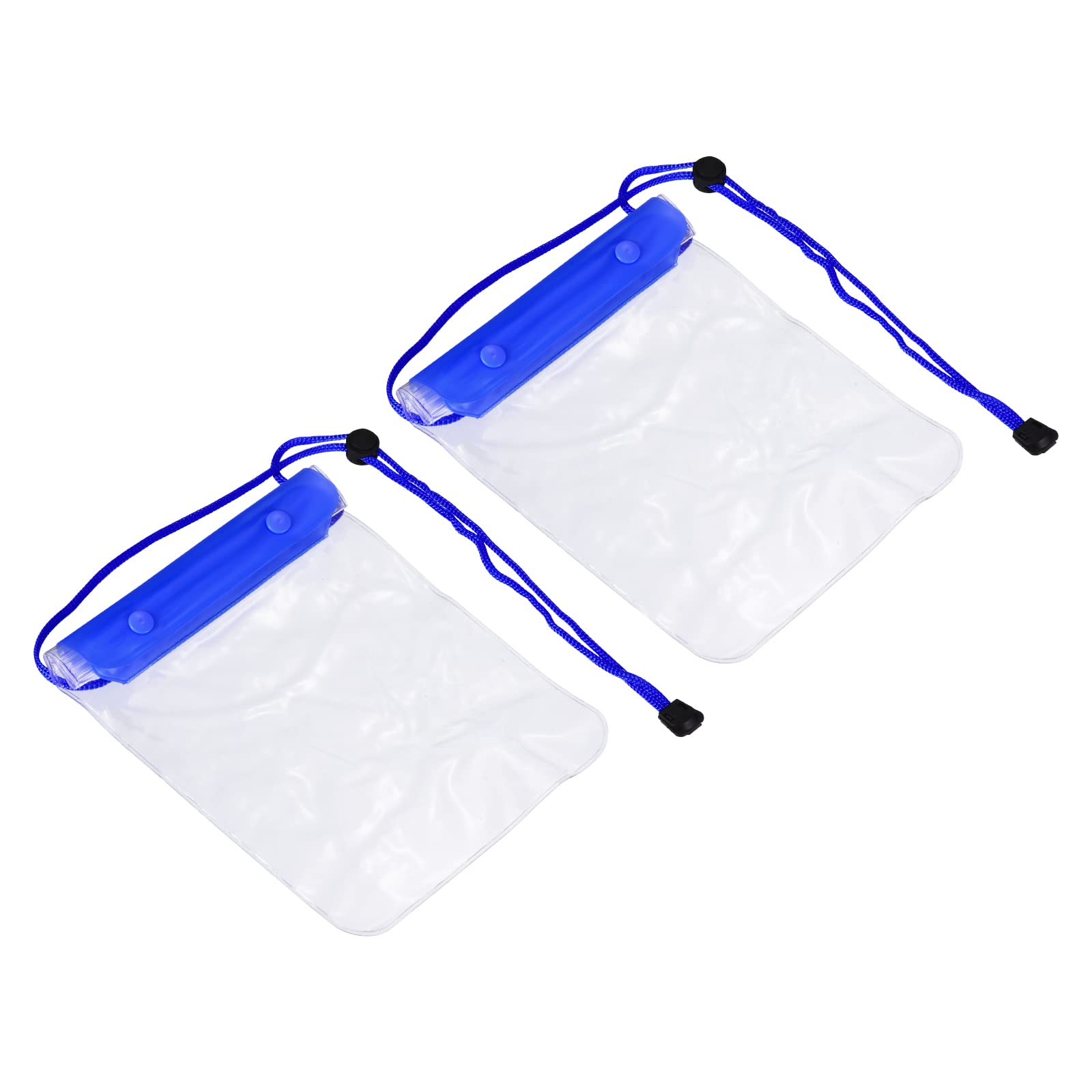 PATIKIL Waterproof Phone Pouch Bag, 2 Pack Transparent Large Phone Dry Bag Mobile Phone Protection Cover Bag with Adjustable Lanyard, Dark Blue