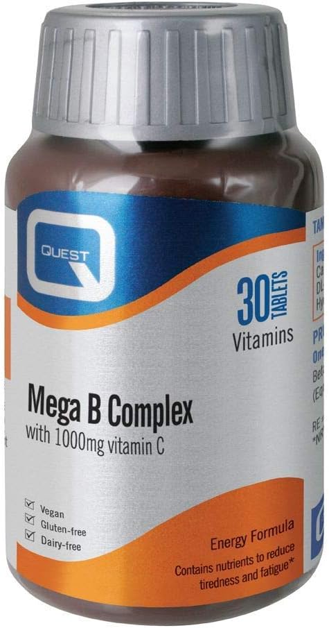 Quest Mega B Complex with 1000mg Vitamin C 60 Tablets (Pack of 3)