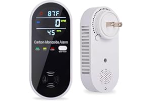 Carbon Monoxide Detector Plug in Wall, WESHLGD Portable Carbon Monoxide Detector for Travel, 3-in-1 CO Detector for Home and Travel Camping(CO Gas Meter Temperature Humidity Sensor), KH106, Black