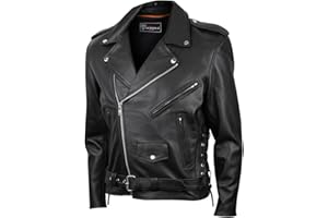 Vance Leather Mens Premium Cowhide Conceal Carry Insulated Liner Side Laces Classic MC Motorcycle Biker Black Leather Jacket