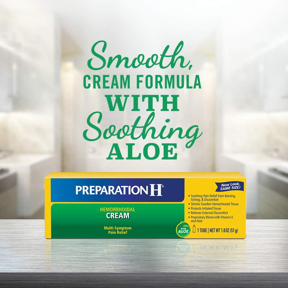 PREPARATION H Hemorrhoid Symptom Treatment Cream, Multi-Symptom Pain Relief with Aloe, Tube (1.8 Ounce): Health & Personal Care