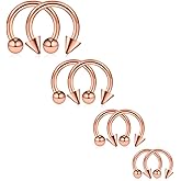 Ruifan 8-24PCS 14G Surgical Steel Nose Septum Horseshoe Hoop Earring Eyebrow Tragus Lip Piercing Ring Balls & Spikes 8-14mm