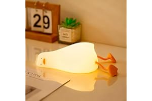 YR YRHH-PET Existential Crisis Duck Lamp - Rechargeable Squishy Kids Night Light, Lying Flat Ducky Lay Lamps, Fun White Elephant Xmas Gifts for Duck Lovers, Nursery College Dorm Decor, Safe Silicone
