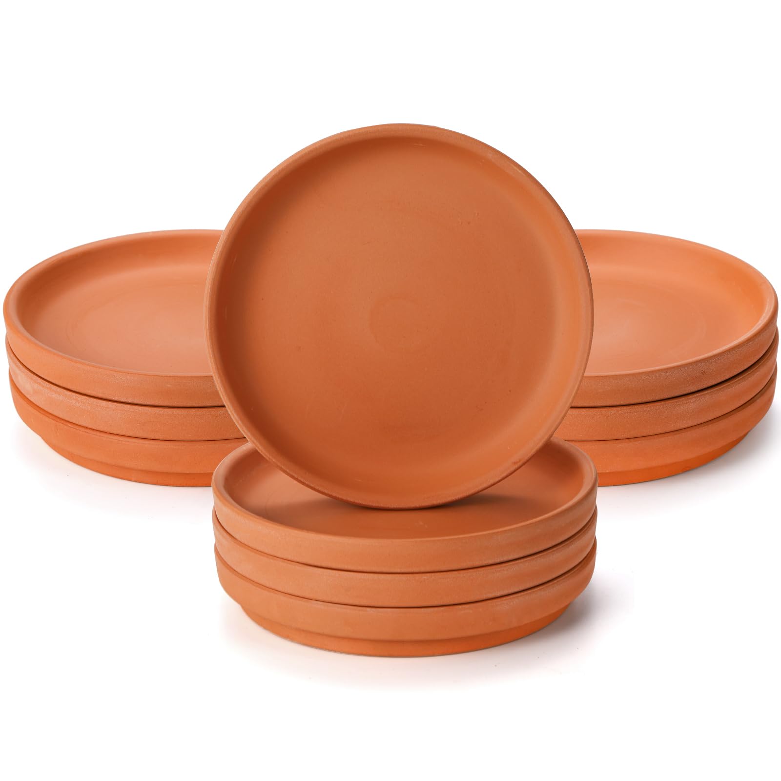Suwimut Terracotta Pot Plant Saucer, 15cm/6inch Round with Drainage Hole, Clay Drip Trays for Indoor/Outdoor Plants