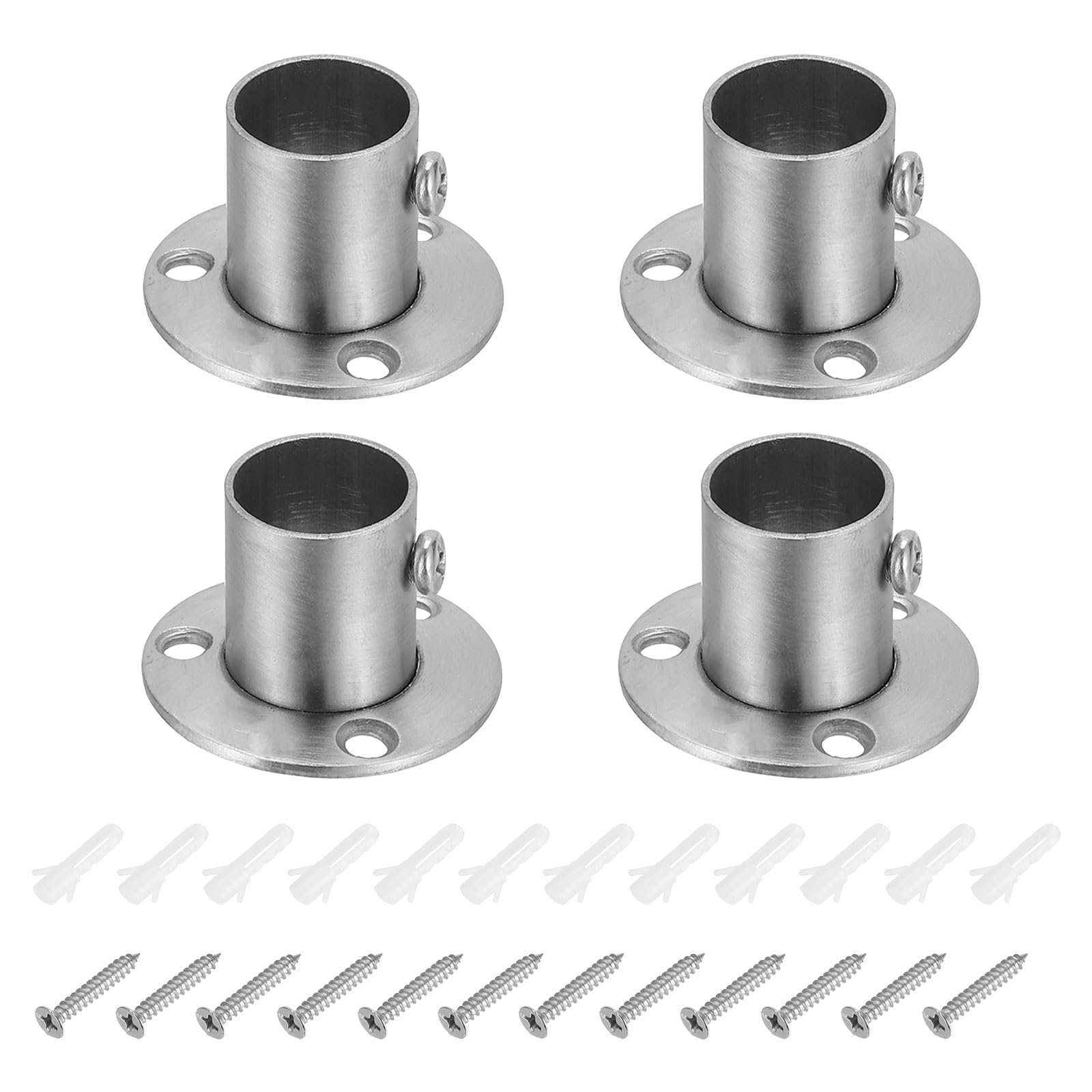 PATIKIL 7/8 Dia Closet Rod Bracket, O Shape Stainless Steel Closet Pole Socket Flange Rod Holder Support for Closet Wardrobe Shower Curtain,4Pack