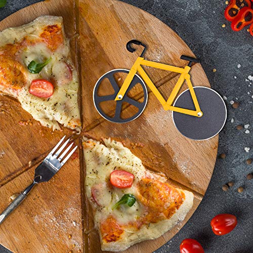 ShawFly Fiets Pizza Cutter RVS Roller Pizza Cutter, met Scherp Blade, Creatieve Keuken Gereedschap (Geel) - Afbeelding 4