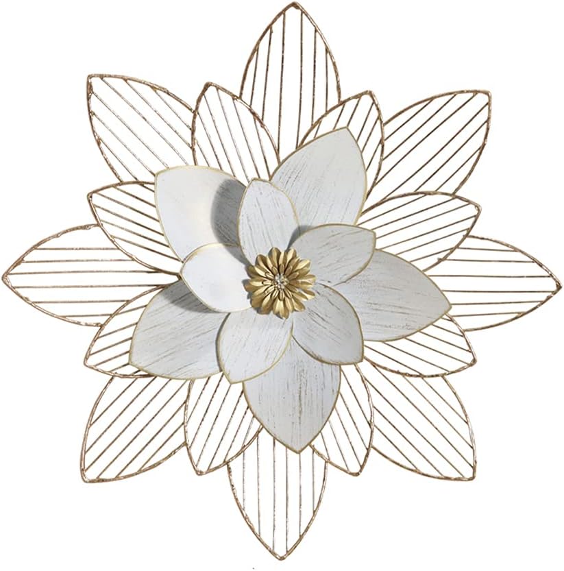 Plaques & Wall Art - LIFFY Metal Flower Garden Wall Decor 20 inches Extra Large Outdoor Iron Floral Ornaments Hanging Decorations for Patio Porch Yard