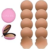 QUXIANG 5 Pairs Pasties Women Nipple Covers Reusable Adhesive Silicone Nippleless Covers (4 Round+1 Flower)