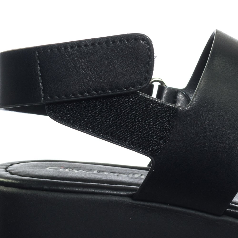 City Classified Flatform Hook & Loop Sandal w Thick Platform & Sling Back Black - Image 6