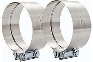 FLOSHINE 2PCS Lap Joint Band Clamps,Exhaust Muffler Clamp, Exhaust Pipe Clamps preformed Stainless Steel (6")