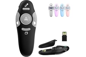 QUI Presentation Clicker Wireless Presenter Remote Clicker for PowerPoint Presentation Remote, PowerPoint Slide Advancer for Mac/Windows/Linux, Google Slide/PPT/Keynote, USB, Black