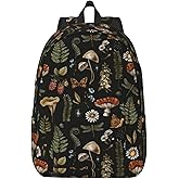 Vintage Mushroom Witchcraft Plant Backpack for Girls Boys Women Lightweight Canvas Bookbag Casual Daypack for Travel Outdoor Camping, 17 Inch