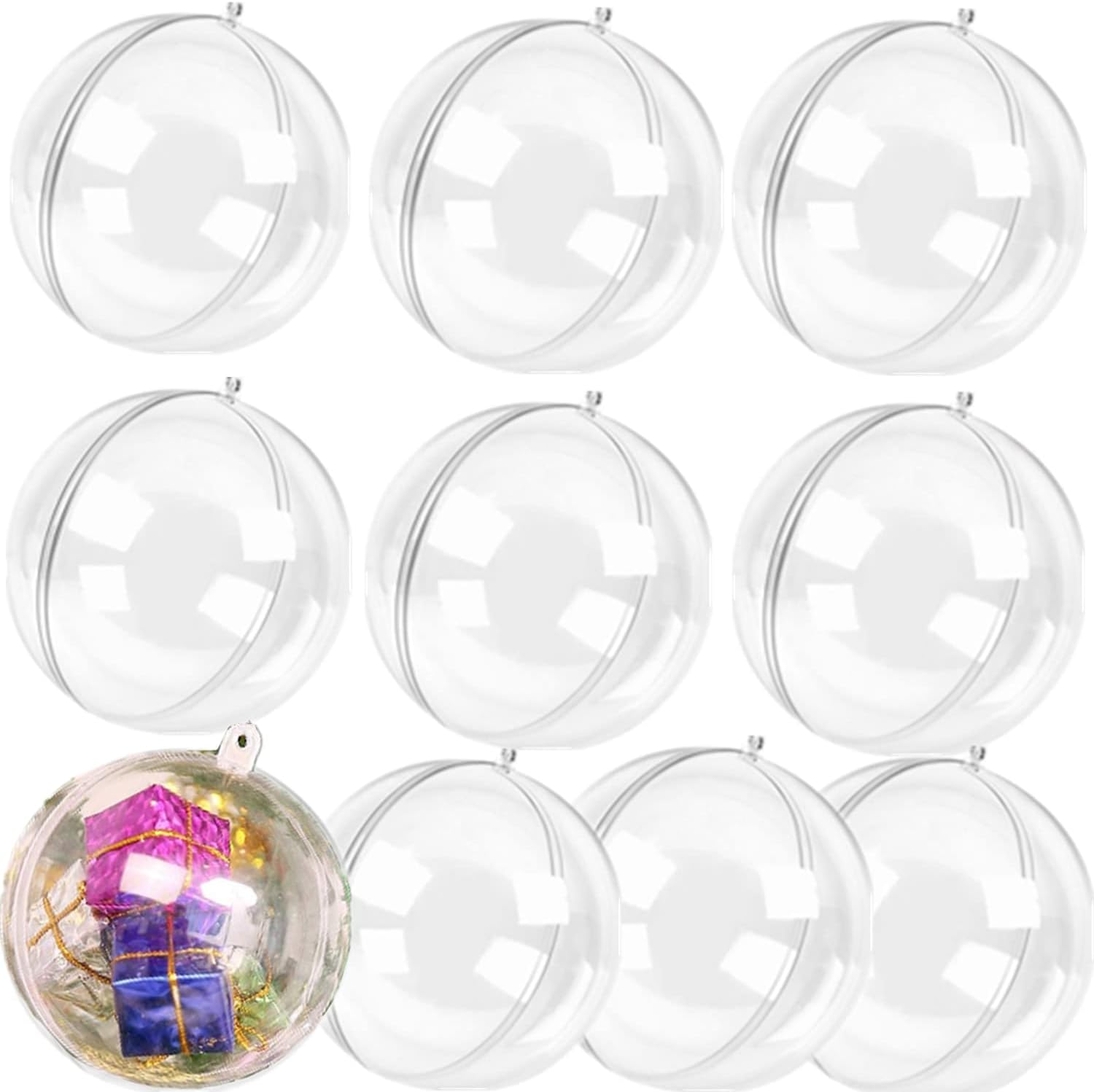Ornaments - YUYIKES 70mm Clear Fillable Plastic Christmas Balls Ornament, 10Pcs DIY Craft Xmas Tree Decor Balls Fillable Bauble Ornament Balls for Holiday Wedding Party Decoration(70mm)