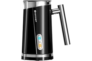Huogary Milk Frother, Milk Steamer for Milk Foam & Hot Milk(4.5oz/10.5oz), Electric Milk Frother and Warmer for Homemade Coffee, 120V (Black)