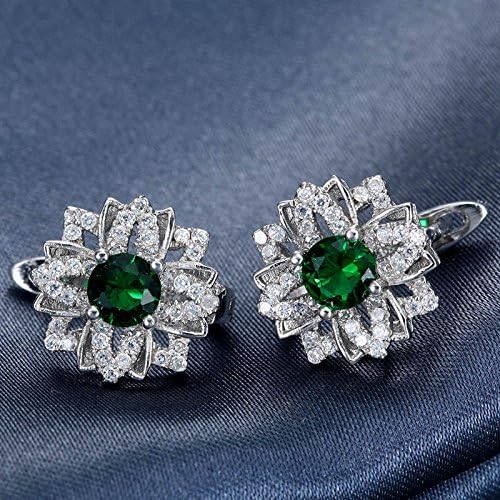 wassana 925 Silver Emerald Stud Hoop Earrings Fashion Women Jewelry Engagement Wedding