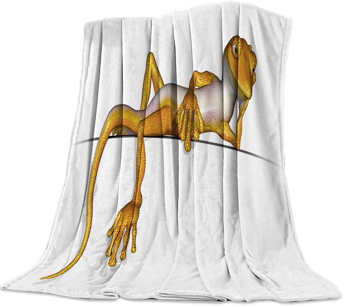 Singingin Ultra Soft Flannel Fleece Bed Blanket Lizard Take a Rest Throw Blanket All Season Warm Fuzzy Light Weight Cozy Plush Blankets for Living Room/Bedroom 60" x 80"