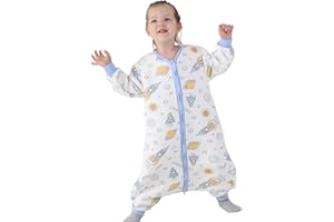 Miipat Toddler Sleep Sack with Feet 1.5 TOG Sleeping Bag Long Sleeves Unisex Dinosaur Wearable Blanket for Early Walkers 1-5T