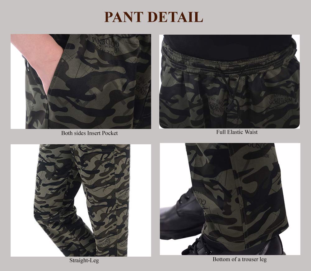 Men\'s Active Pants Camouflage Printed Casual Pants Elastic Straight Work Trousers Sweatpants for Training Camping Mountaineering