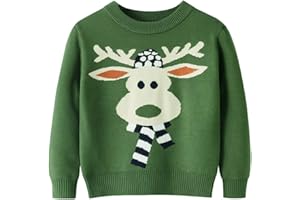 HILEELANG Toddler Boy Girl Christmas Sweater Pullover Reindeer Elk Snowman Sweatshirts Tops