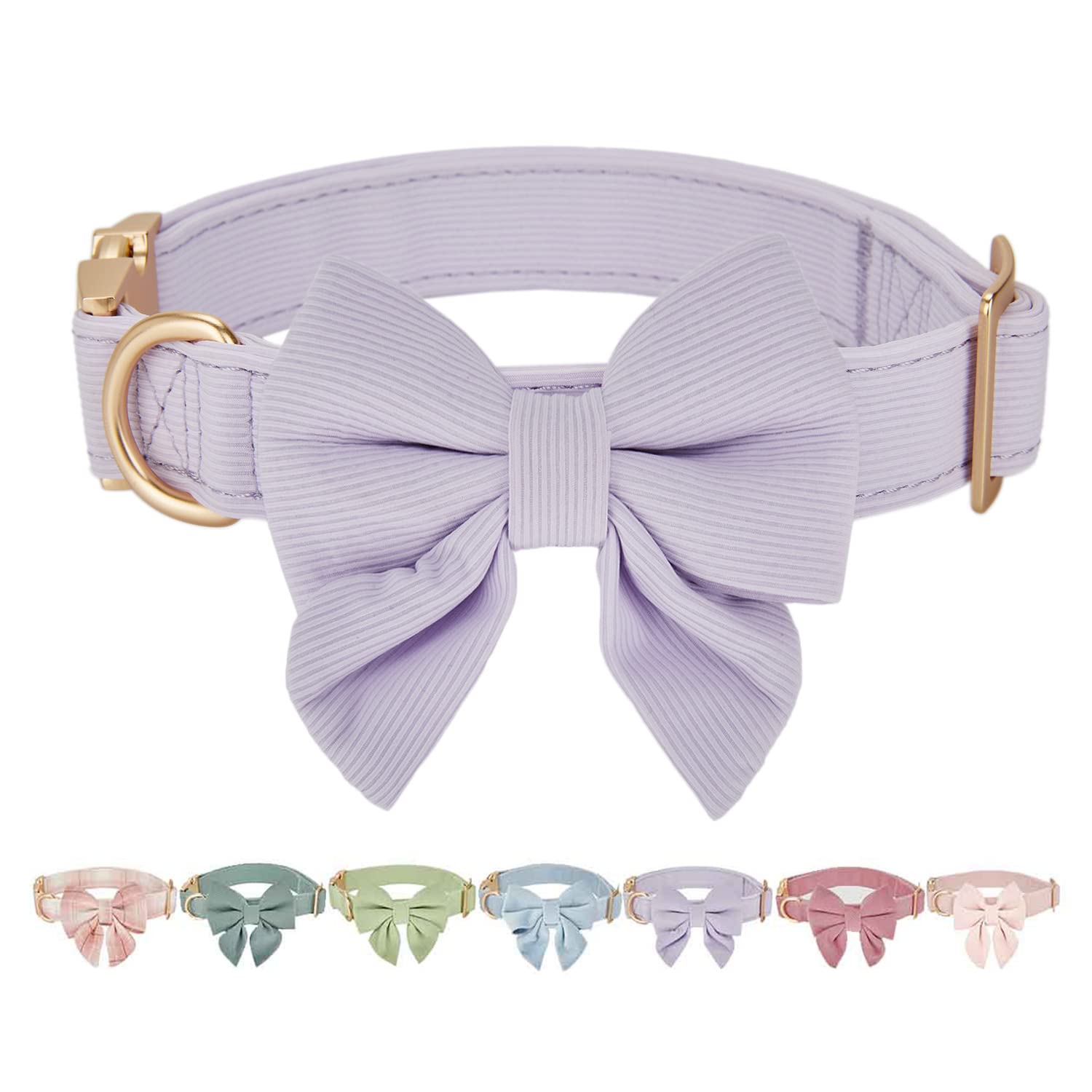 Petiry Bow Tie Dog Collar Soft-touch Purple Collars for Small Female Dogs Neck 25-38cm,Light Purple — image 1