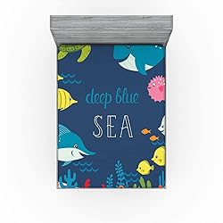 Ambesonne Cartoon Fitted Sheet, Underwater Graphic