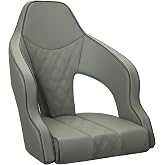 ERGOSEAT High Back Captain Seat Pontoon Captains Chair Bass Bucket Seats | Extra Wide,Marine Nappa Leather,with armrests, UV resistant vinyl, high back lumbar support, 300lb Weight Limit