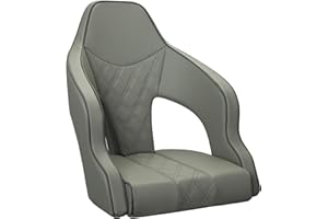 ERGOSEAT Deluxe Pro High Back Boat Seat Pontoon Captains Bucket Seat Boat Seat with Armrests (Light Gray/Light Gray/Charcoal)