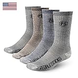 People Socks 4 Pairs 71% Premium Large Crew Merino Wool Socks Merino Wool Hiking Trekking Crew Socks Made in USA