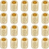 Beebeecraft 1 Box 100Pcs Tube Beads 5mm 18K Gold Plated Brass Flower Small Column Spacer Loose Beads for Jewelry Making Bracelet Necklace Earring DIY