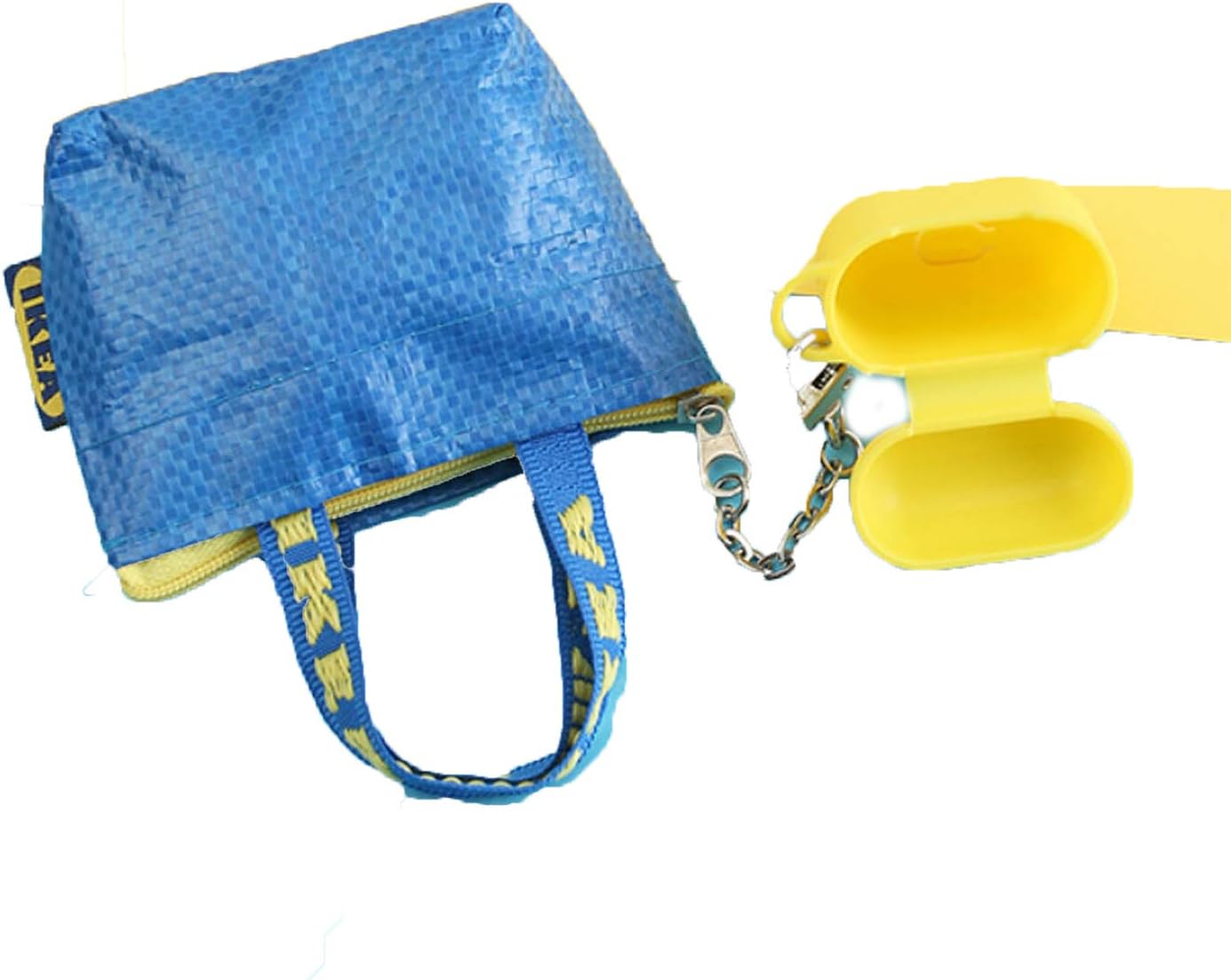 INS 3D Mini Storage Bag Silicone Case for Airpods Case Cover Data Cable Coin Purse Bluetooth Earphone Case Accessory-Blue Set
