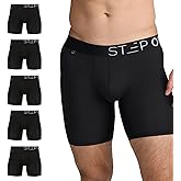 STEP ONE Mens Boxer Briefs, Underwear for Men Pack of 5, Anti Chafing Mens Underwear, Comfortable Moisture-Wicking Boxers