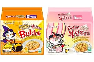 YCNO KOMBOFAN Buldak Chicken Stir Fried Ramen, Cream Carbonara, Quattro Cheese (Variety 10 Pack)