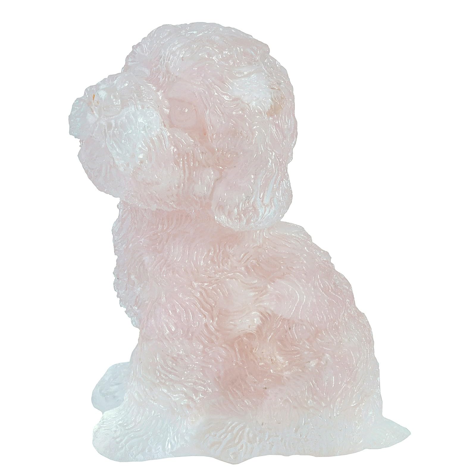 Mookaitedecor 6.5cm Rose Quartz Crystal Sitting Dog Figurine Ornament for Home, Healing Crystal Puppy Gift for Dog Lover, Resin Animal Stone Statue Good Luck Desk Decoration & Cute Room Decor