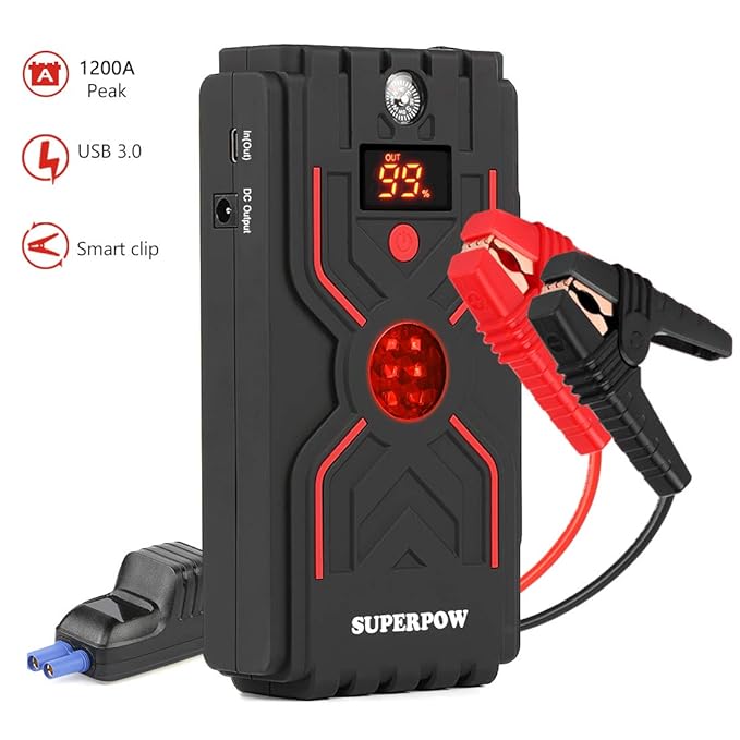 Superpow Jump Starter 8000mAh, 300A Batería Arrancador de Coche