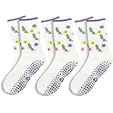 ERMO NKES Pilates Crew Socks for Women Ruffle Grip Yoga Barre Cute Non Slip Sticky Workout Dance Sock